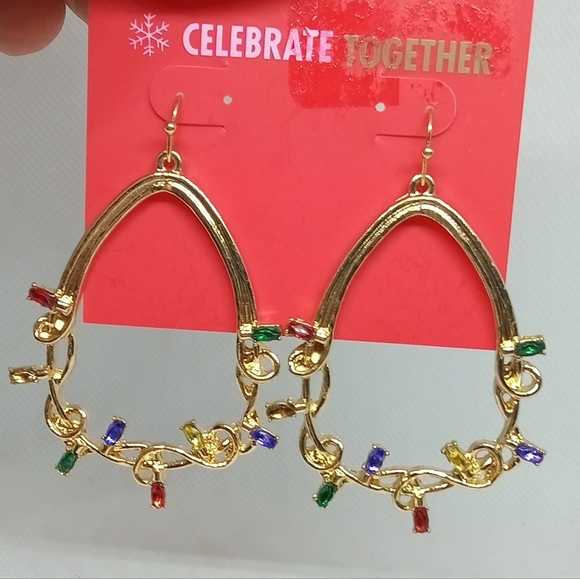Celebrate Together Elegant Gold Multicolor Hoop Earrings NWT - Picture 3 of 6